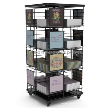 Movable Stationery Retail Store Buch Display Rack Free Standing, Briefpapier Comic-Buch Display Rack